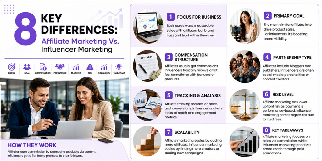 Key Differences Between Affiliate Marketing and Influencer Marketing 
